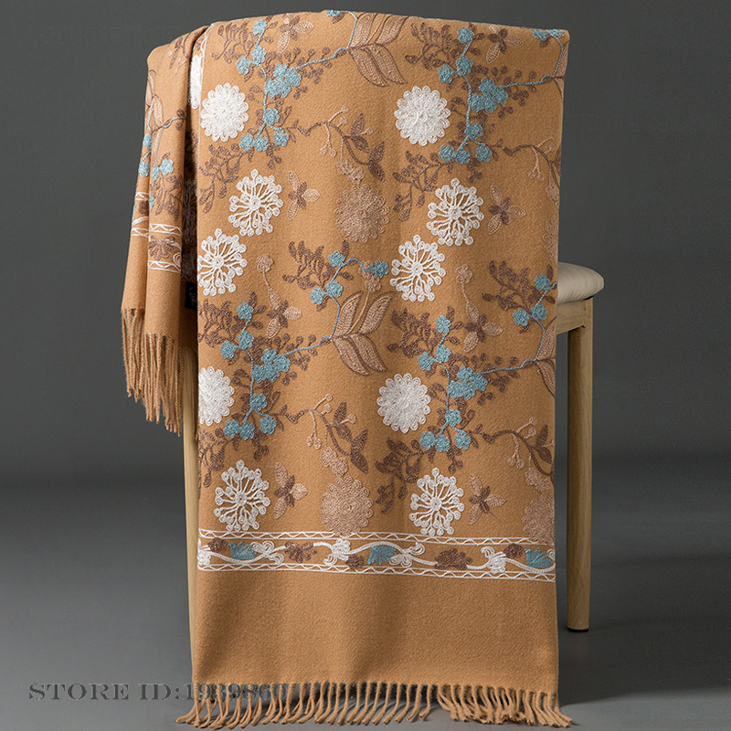 Woven Scarf Blanket - Damska kaszmirowa pashmina, szal, chusta z