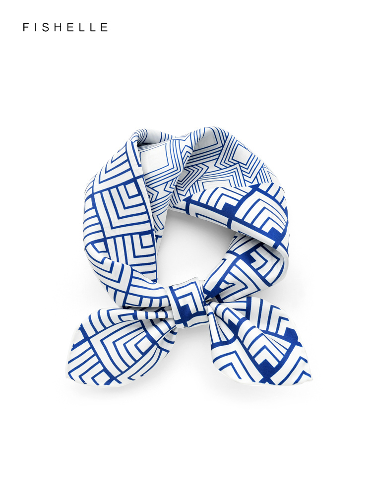 Face Scarf Mask - Chiński klasyczny niebieski biały porcelanowy naturalny