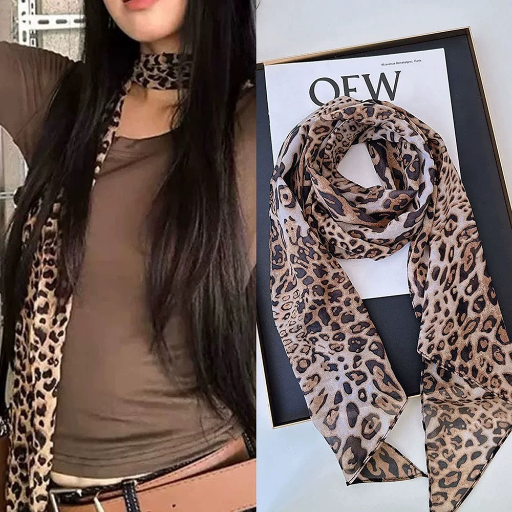 Leopard Small Long Silk Scarf  – Silk Tie Striped recenzja i cena